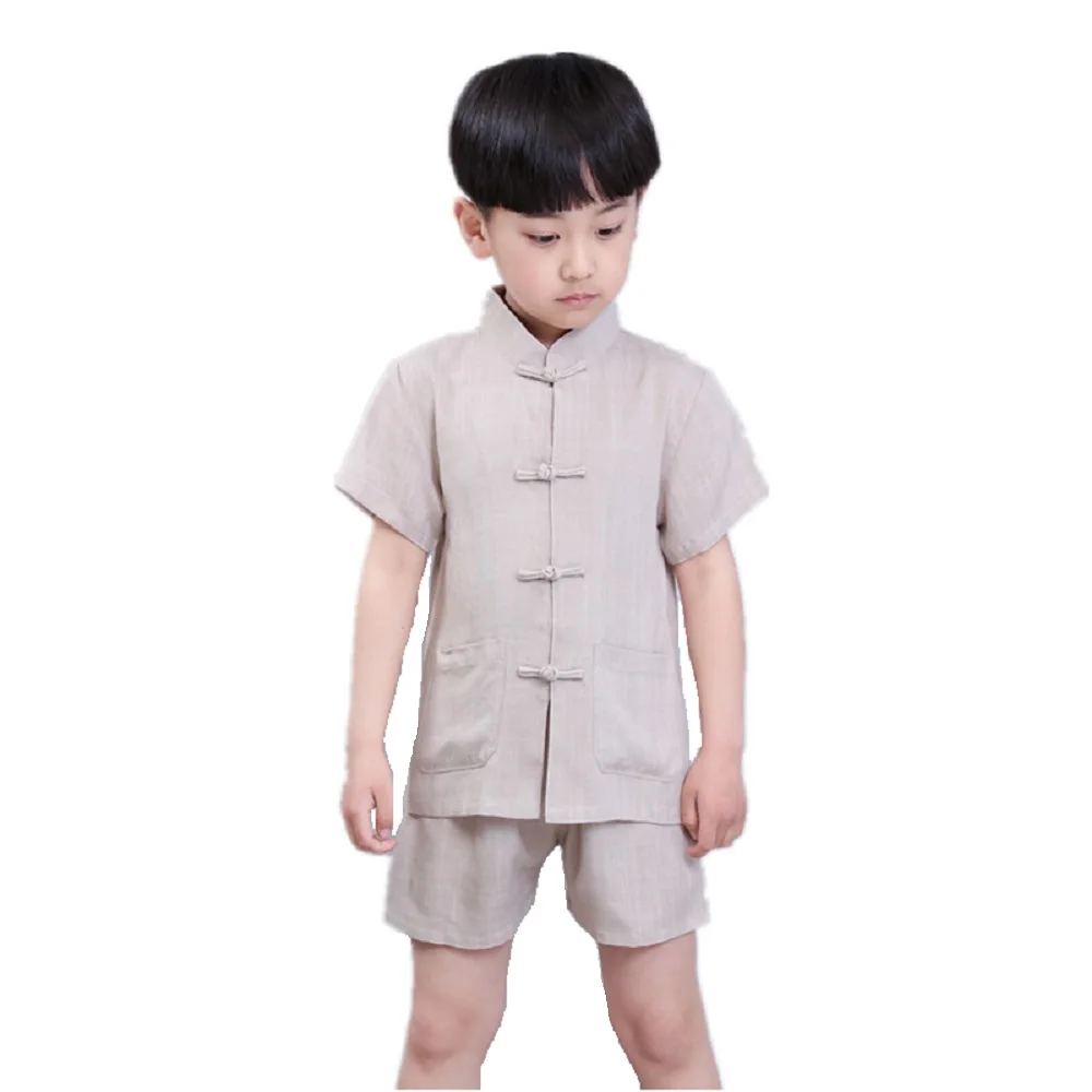 Chinese Traditional Kungfu Costumes Children Tang Clothes New Year Baby Boys Jersey Trousers Cheongsam Kids Sport Suit Linen Top |