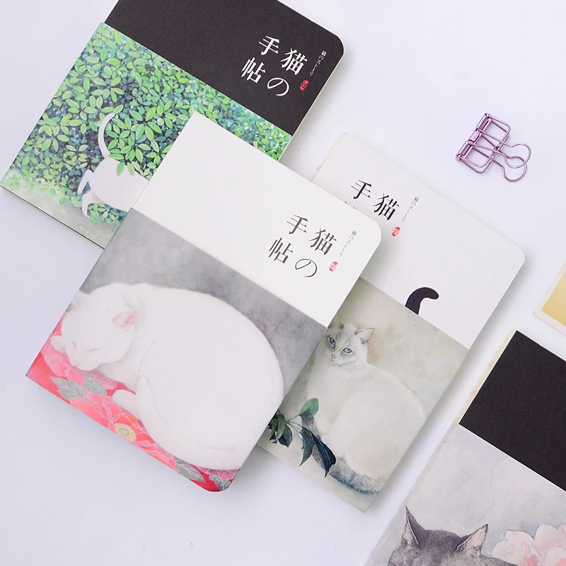 Винтажный блокнот в японском стиле дневник для рисования 80 листов милый с кошкой