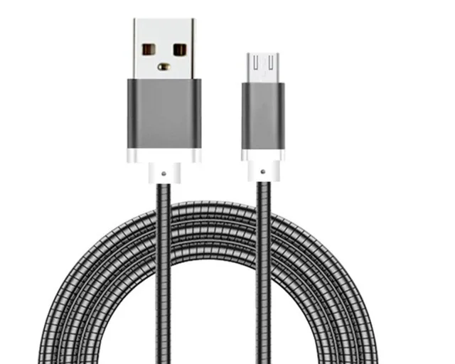grey LASaiER нержавеющая сталь металл 2A Micro USB быстрая зарядка кабель синхронизации данных для samsung S6 S7 зарядный Дата кабель синхронизации плетеный провод - Цвет: grey