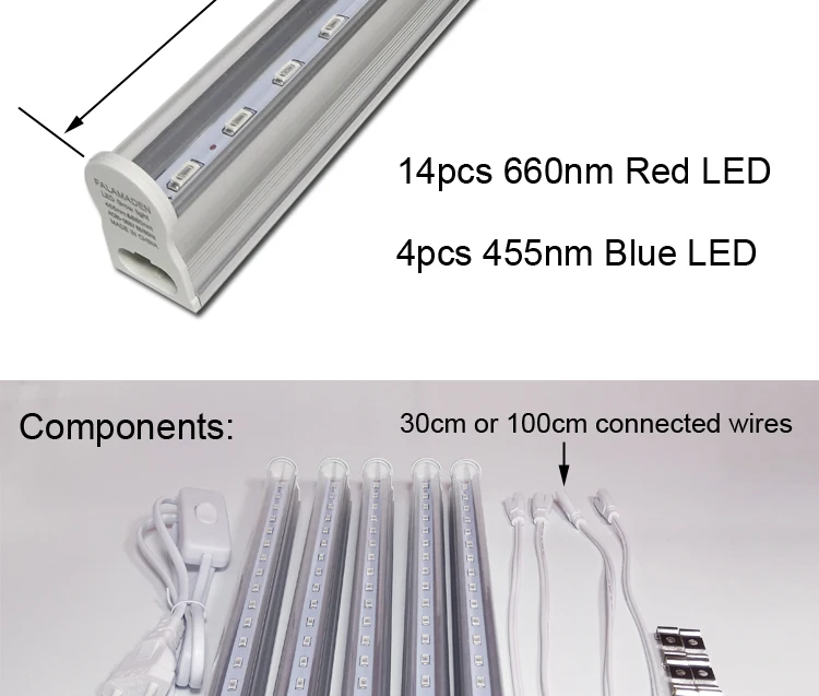 18 SMD5730 Высокоэффективная Светодиодная лампа для выращивания 660nm красный и 455nm синий светодиодный светильник для выращивания фруктов и цветов в горшках и аквариуме
