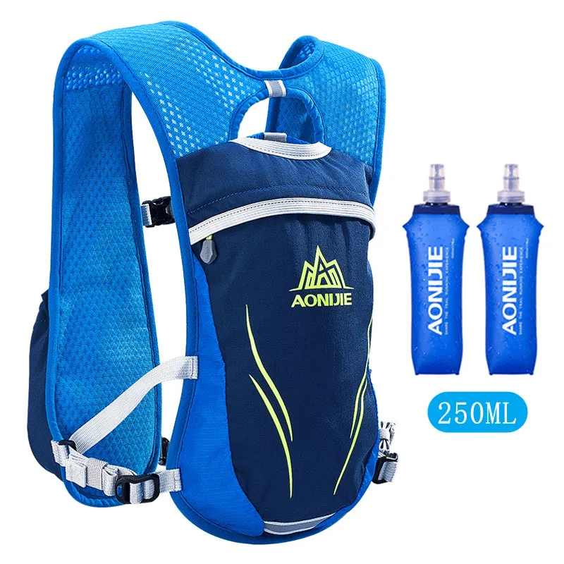Blue-SD09-250ml AONIJIE 5.5L нейлоновые гидратационные сумки для бега, походный рюкзак, жилет, марафон, велосипедный рюкзак, рюкзаки - Цвет: Blue-SD09-250ml