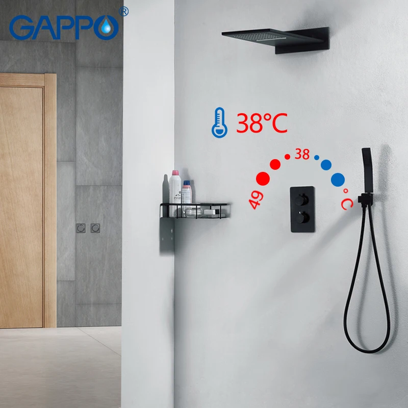 

GAPPO смесители для душа черный термостатический смеситель водопад наборы для душа настенный душ насадка для душа набор многофункциональные ...