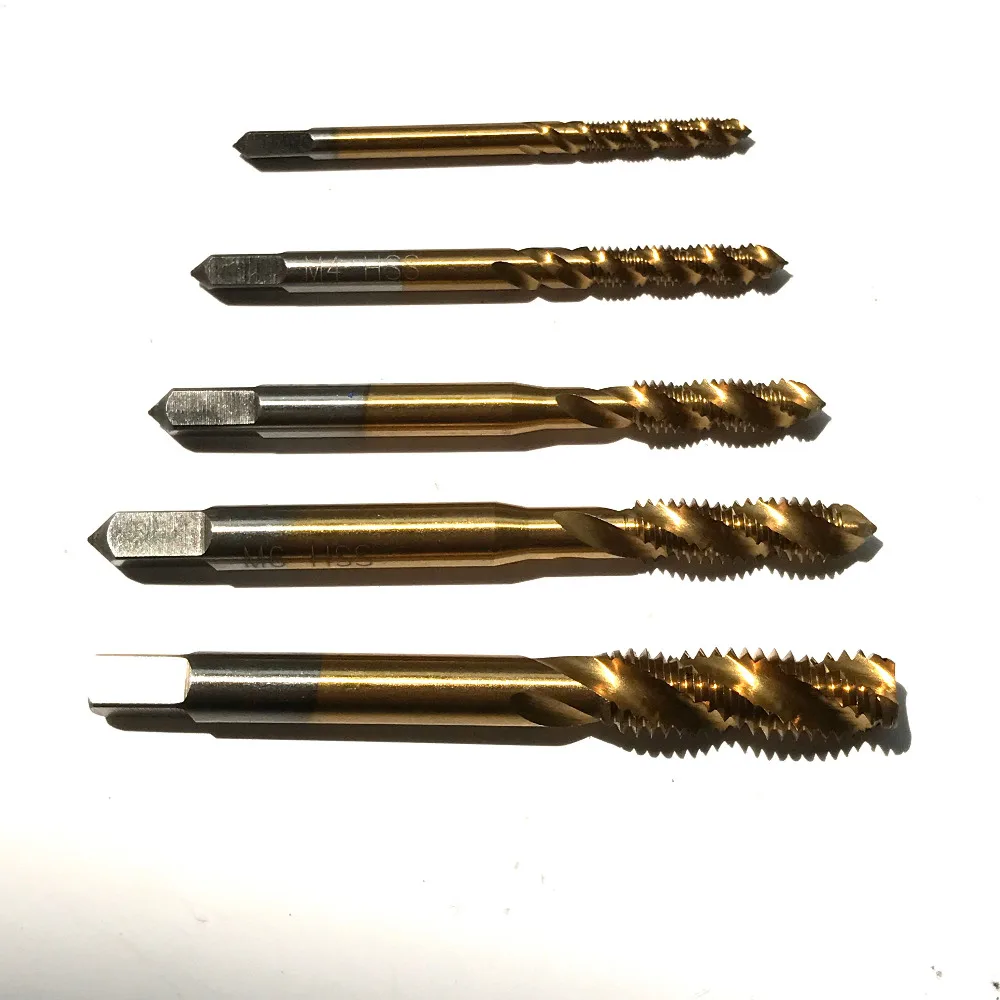 HSS6542 5 шт. спиральные/прямые метчики для флейты с Оловянным покрытием M3 M8 мягкой