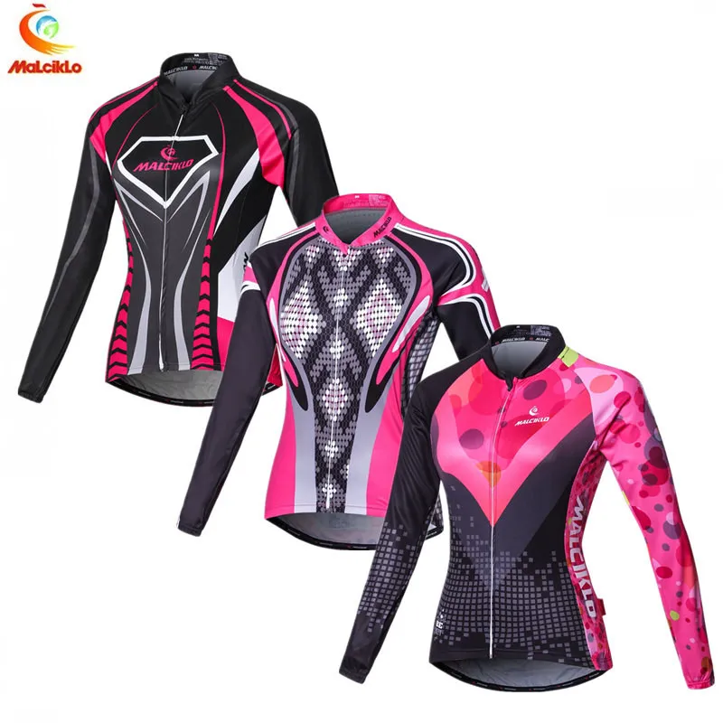 Malciklo Winter Cycling Jacket Women Purple Long Sleeve Jersey Outdoor MTB Bike Clothing Bicycle Ropa Ciclismo Mujer | Спорт и