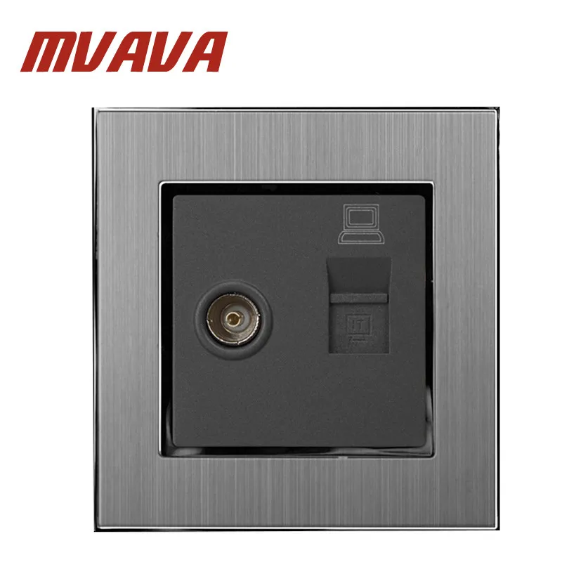 MVAVA TV + PC розетка Роскошная 110 250 В матовый металл стандарт Великобритании ЕС