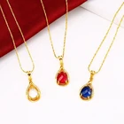 MxGxFam красно-синий кулон в форме капли воды, ожерелье для женщин, модные украшения 24 k, цвет чистого золота AAA + 45 см
