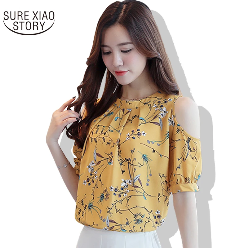 2018 свежая маленькая Корейская блузка Цветочная женская новая модная летняя