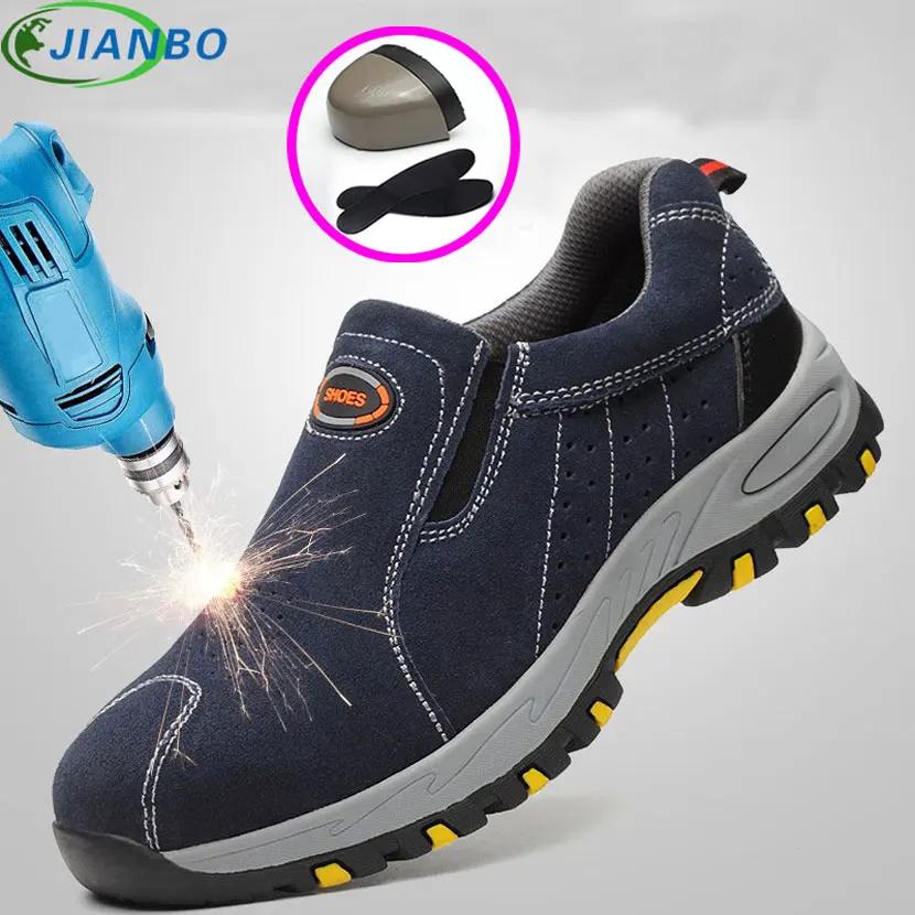 

Steel Toe Safety Work Shoes Men 2018 Fashion Summer Breathable Sneakers Men Casual Boots Leather Labor Insurance Protective Shoe