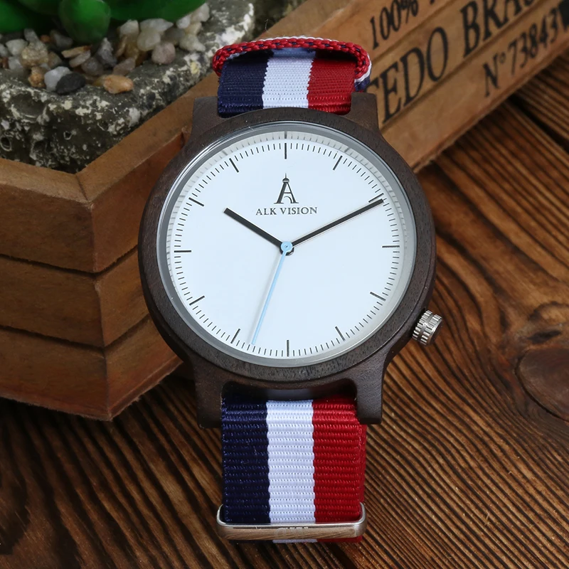Часы наручные ALK Vision мужские с ремешком из натурального дерева модные