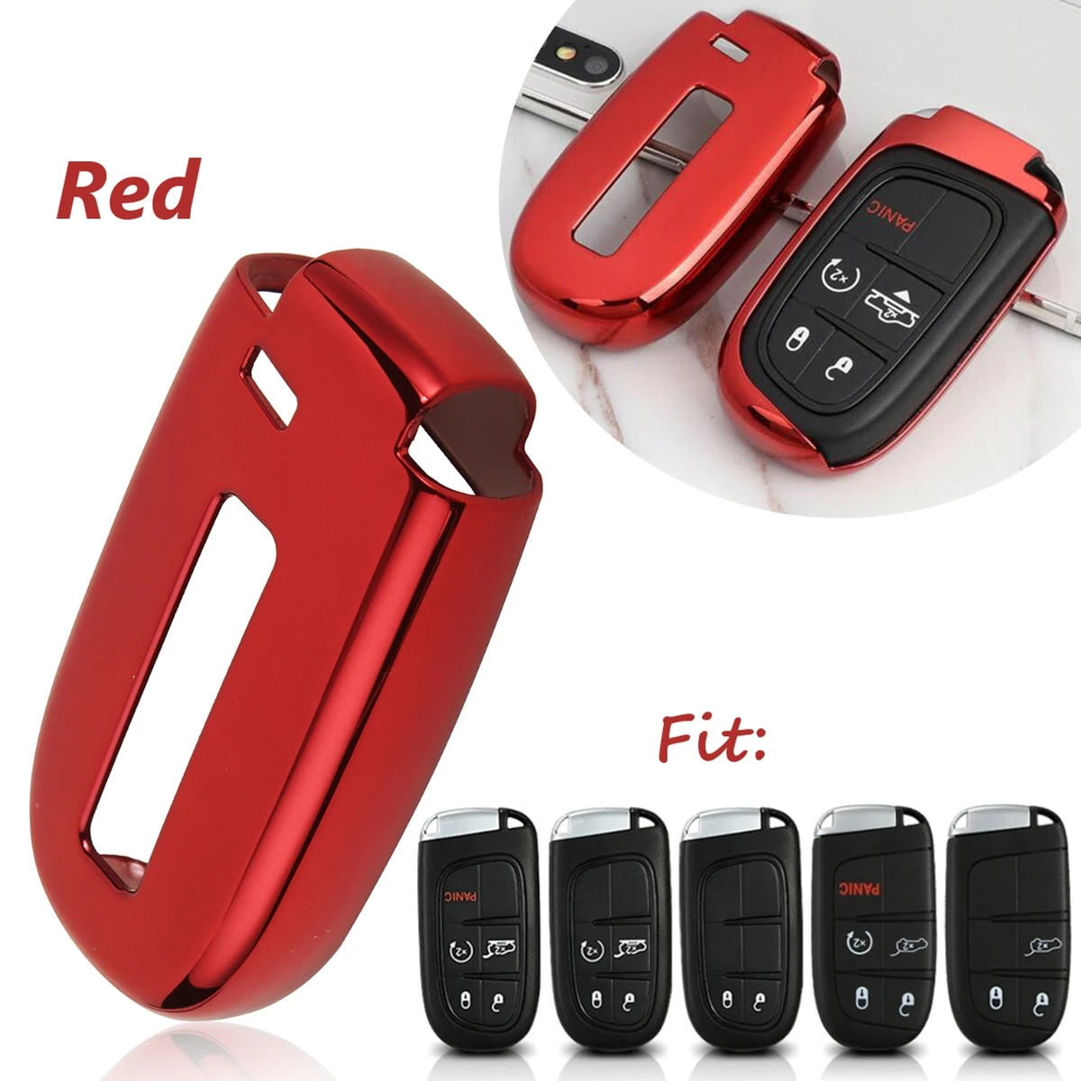 Red ТПУ дистанционный смарт-чехол для ключей, чехол для Dodge Journey charger для Jeep Renegade Grand Cherokee для Chrysler 200 300 - Название цвета: Red