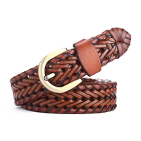 2019 new real leather braided belts good quality men women fashion waist straps with metal buckle luxury retro belt girdle