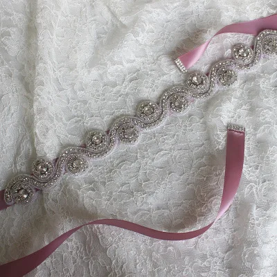 Nude Pink Женские Свадебные ремни для женщин, черный, красный кристалл, жемчуг, ручной работы, свадебный пояс, лента, Белая лента для невесты, платье, женский белый пояс - Цвет: Nude Pink