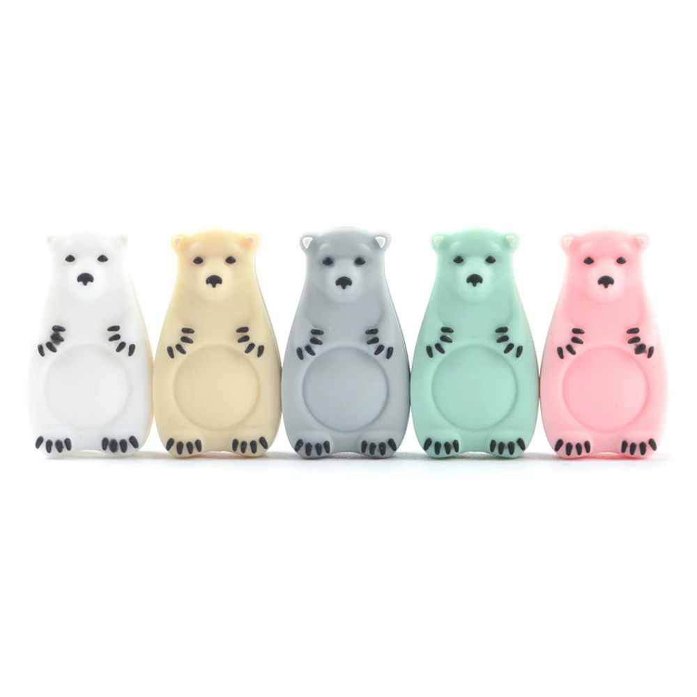 polar bear-mix LOFCA Силиконовые Прорезыватели в форме животных, BPA бесплатно, в форме животного, держатель для соски, аксессуары, сделай сам, свободные бусины для прорезывания зубов, ожерелье - Цвет: polar bear-mix