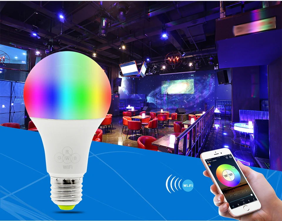 Светодиодный лампы E27 Смарт WI-FI, работает с Amazon Alexa и Google Home RGB белый Холодный теплый белый AC85-265V 6,5 W светод