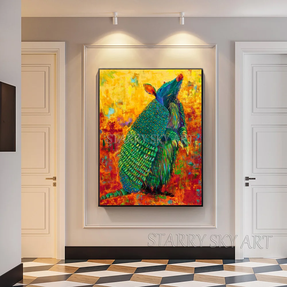 Новое поступление ручная роспись высокое качество животное Armadillo картина маслом