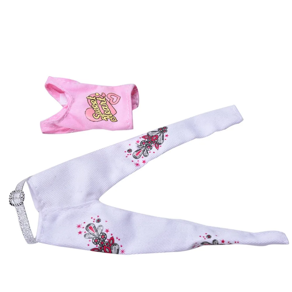 Новый модный розовый жилет костюм для куклы 11 дюймов Одежда кукол с белыми