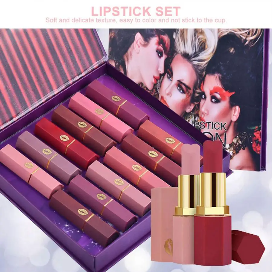 Матовая губная помада 12 видов цветов модная долговечная матовая Увлажняющий