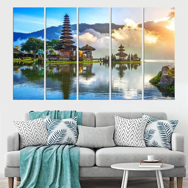 Водный храм на Бали холст картины пейзаж настенная живопись искусство декор для