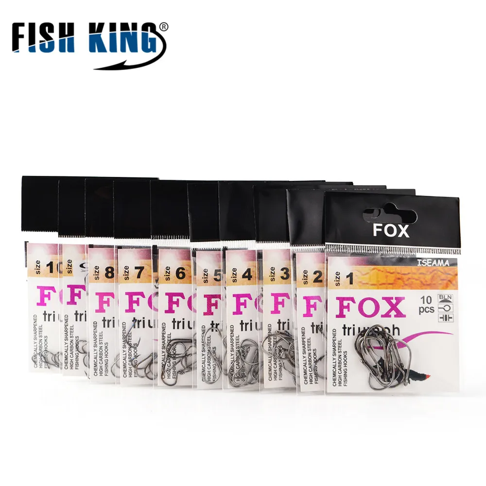 FISH KING 10 шт./лот из высокоуглеродистой стали ручные крючки для ловли карпа колючие крючки японские рыболовные принадлежности PESCA Peche Jig Hook