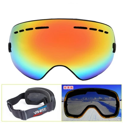 Red Lens Бренд VANREE лыжные очки с двойными линзами UV400 Анти-противотуманные лыжные очки детская маска снежные очки детские очки для катания на лыжах и сноуборде 006 - Цвет: Red Lens