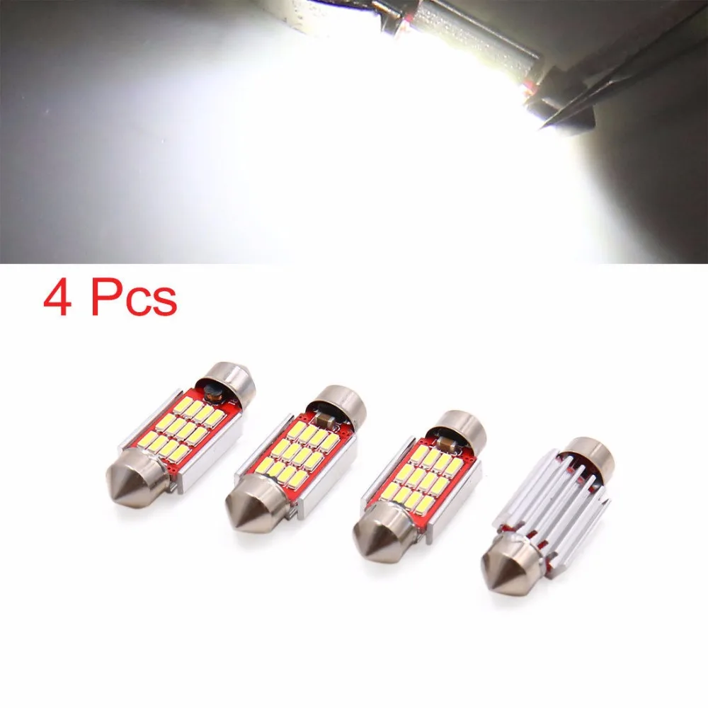 

4pcs White 36mm 4014 SMD 12 LED Festoon Dome Light Canbus Internal Lamp for Car