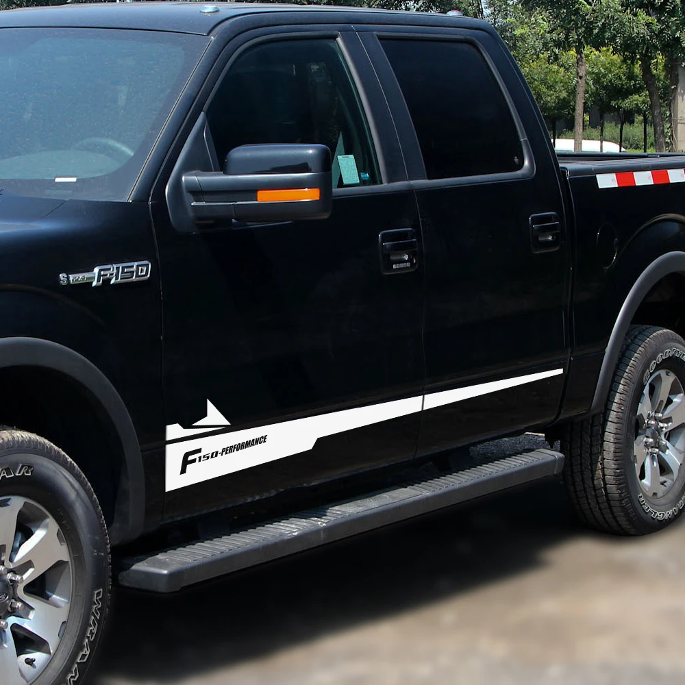 F 150 эффективная Автомобильная боковая юбка в полоску графическая виниловая