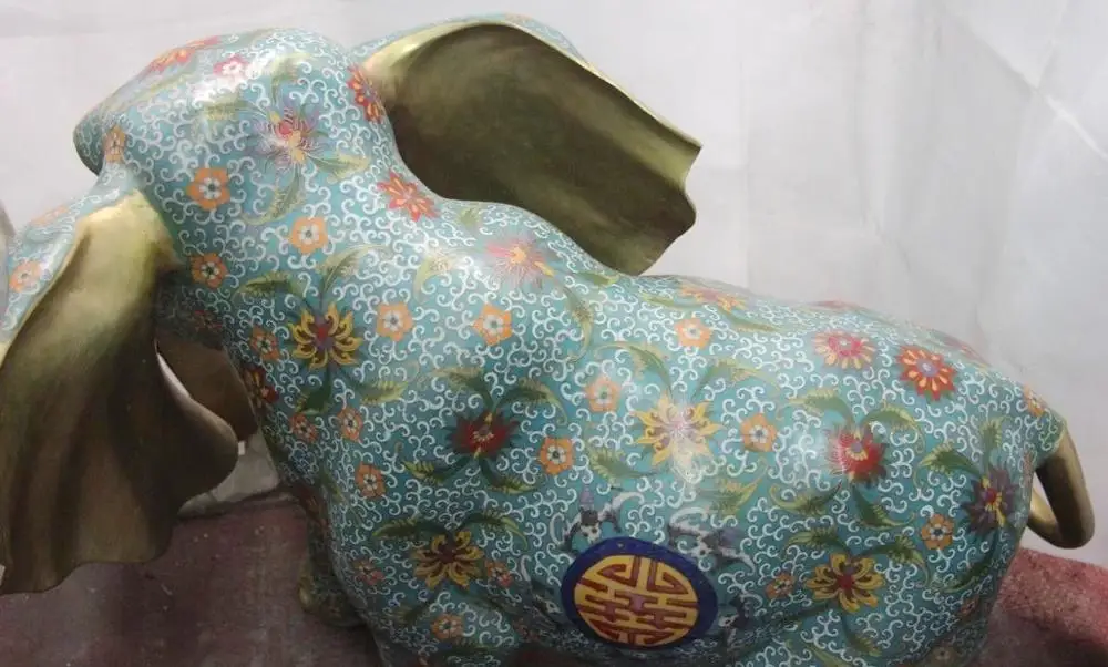 Китайский дворец Бронза Медь cloisonne благоприятный Счастливый Слон мира статуя