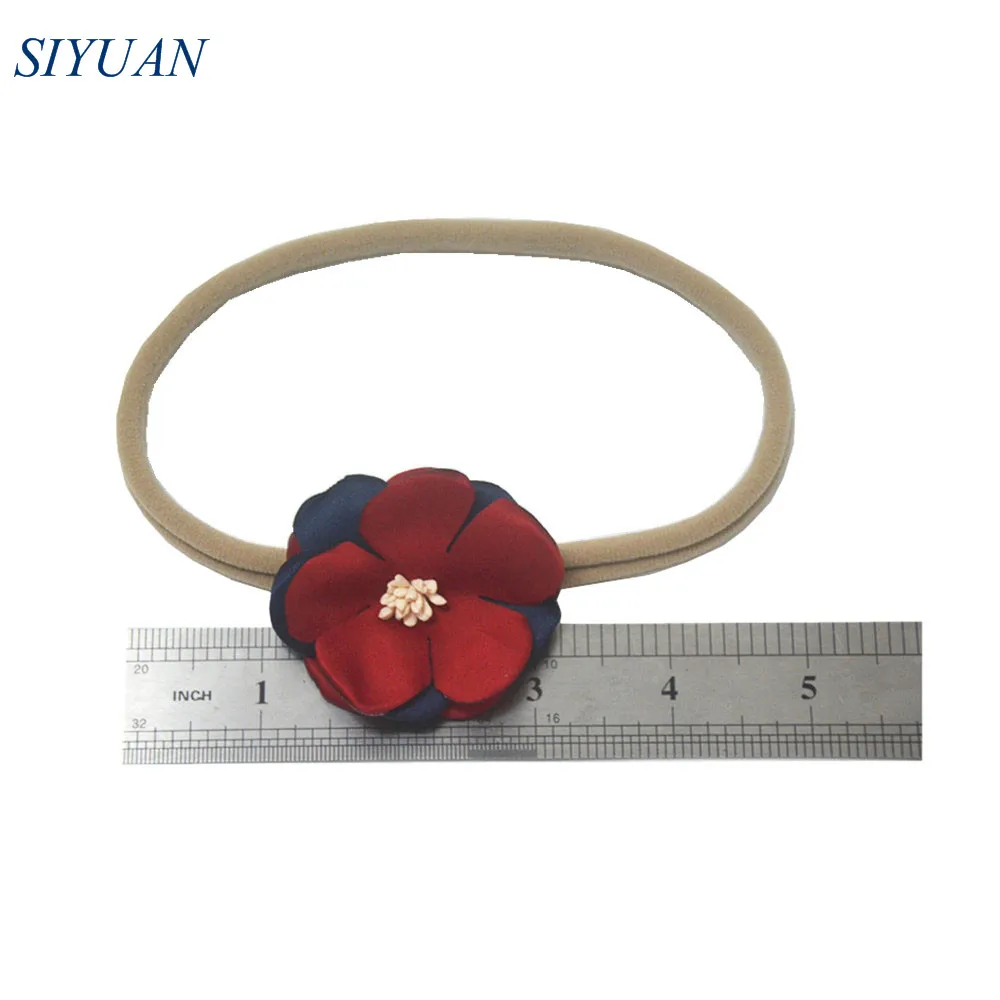 5 компл./лот красивая атласная сгоревшая Цветочная нейлоновая повязка на голову