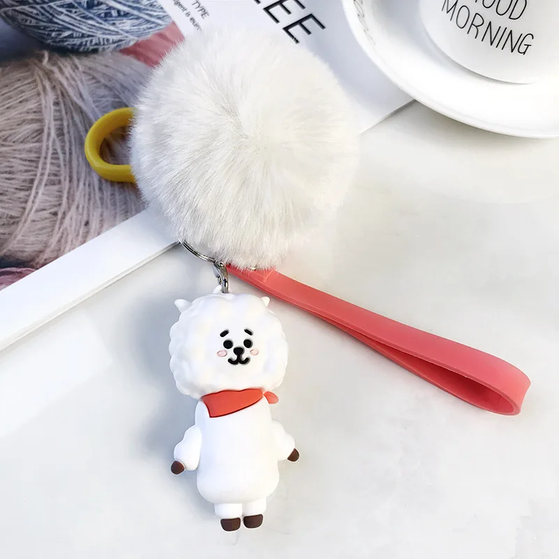 1 шт. BT21 Bombom меховой шарик плюшевый брелок для ключей вечерние сувениры для гостей Дети День Рождения Вечеринка детский душ поставка - Цвет: Светло-серый
