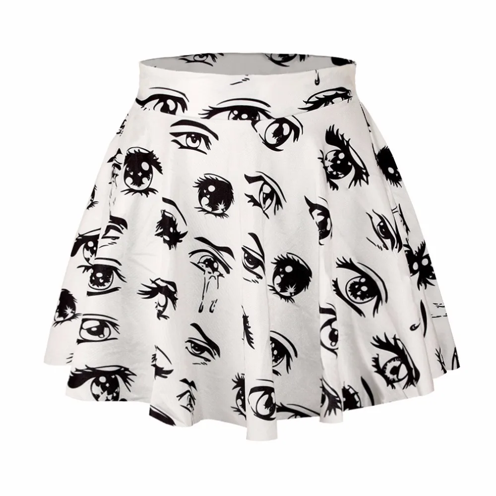 

Fashionable Personality Eye Print Was Thin Skirt Pleated Skirt Expression Digital Printing Tie Dyed Skirts Casual High Waist