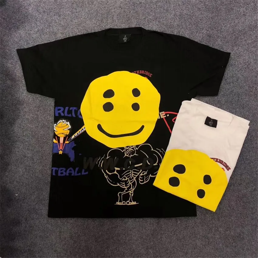 CPFM футболка Smile Face W. W. C. D. Логотип ручная роспись граффити принт Kanye West ASTROWORLD Трэвиса Скотта футболки мужские свободные футболки