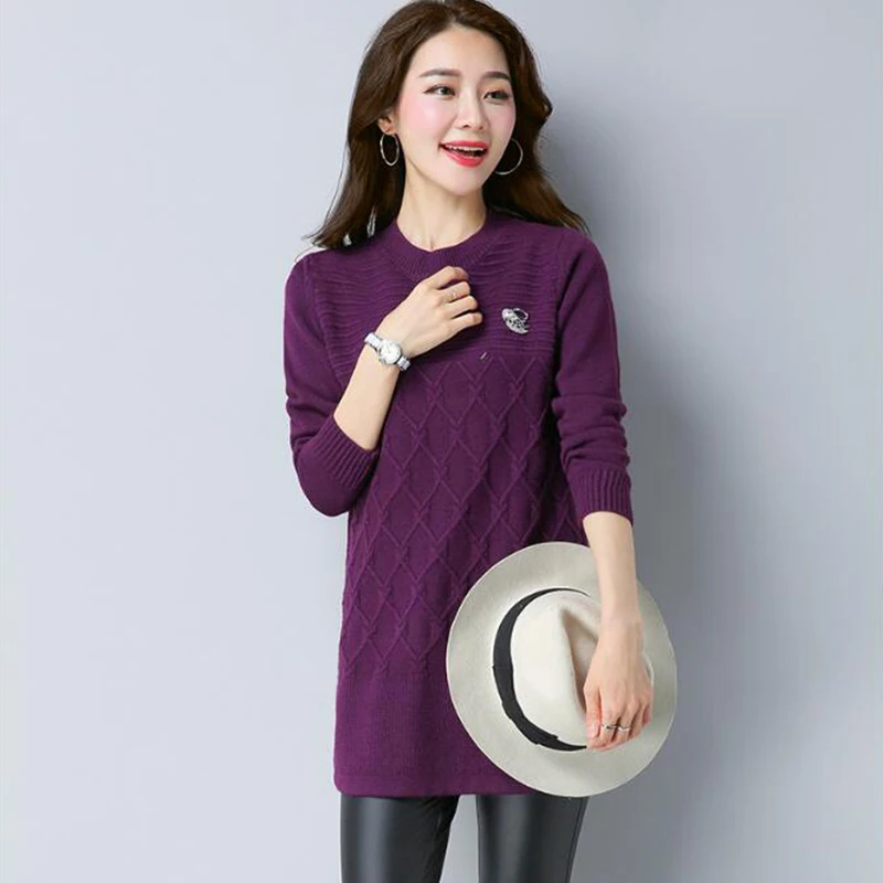 Winter Large Size Women's Korean Round Neck Long Sleeve Head Knit Sweater Loose Fresh Elegant Sweaters S-3XL OKXGNZ A257 | Женская