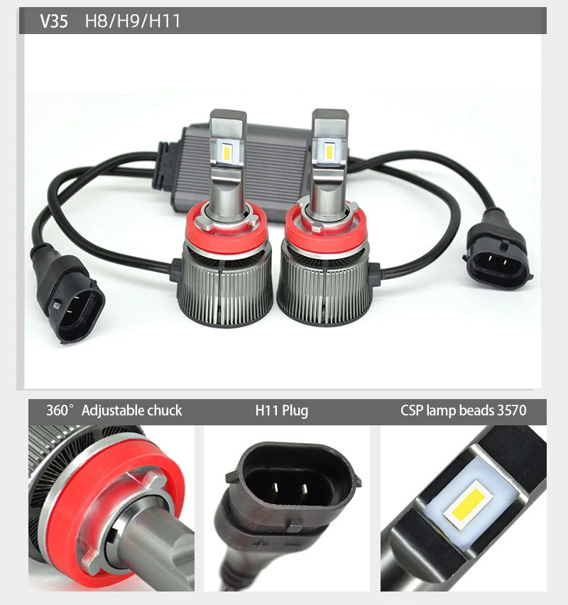 V35 H7 Led Canbus H1 H4 H8 H11 9005HB3 9006HB4 H7 светодиодные лампы 100 Вт 20000лм 6500 к CSP H7 светодиодная лампа турбо мини размер Автомобильная фара