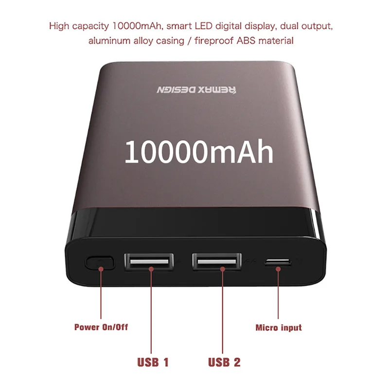 Remax 20000 мАч Внешний аккумулятор с двойным USB ЖК-дисплеем, портативное Внешнее зарядное устройство, внешний аккумулятор 10000 мАч для Xiaomi samsung huawei
