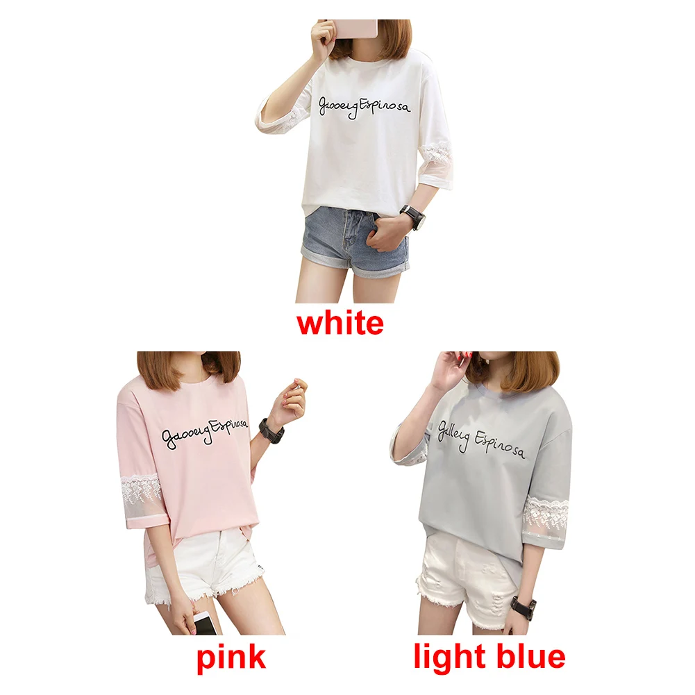 Свободные полиэстер летние топы вечерние письмо моды Повседневное кружева