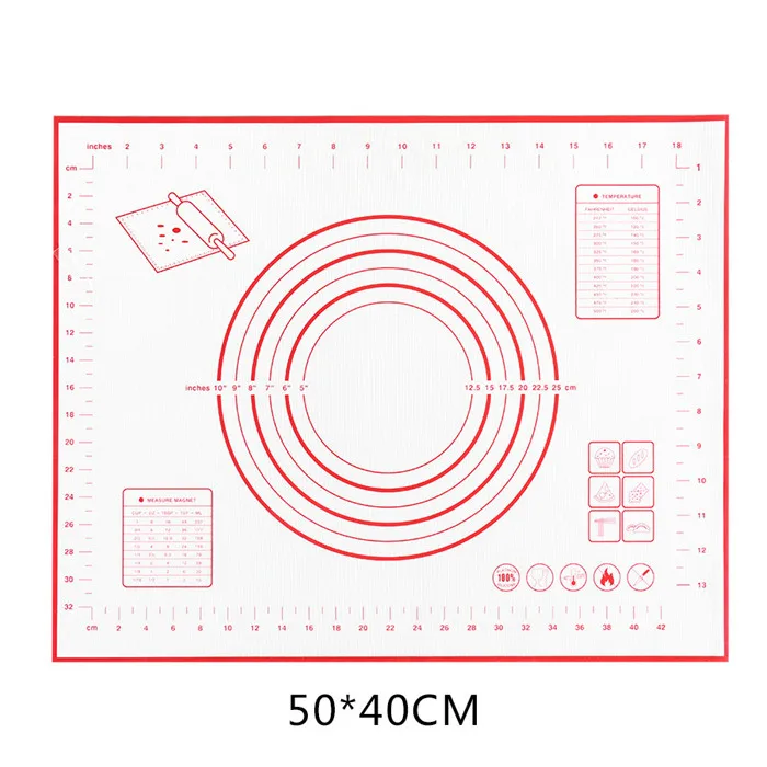 50X40cm Регулируемые Скалки из нержавеющей стали 4 съемных толщины кольца кондитерский коврик для теста пицца выпечка пирог печенье формы для выпечки инструмент - Цвет: 50X40cm