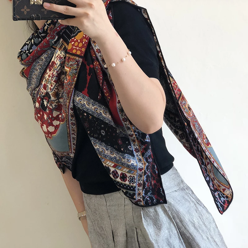 Женский Классический квадратный шарф из смеси кашемира и шелка X см |