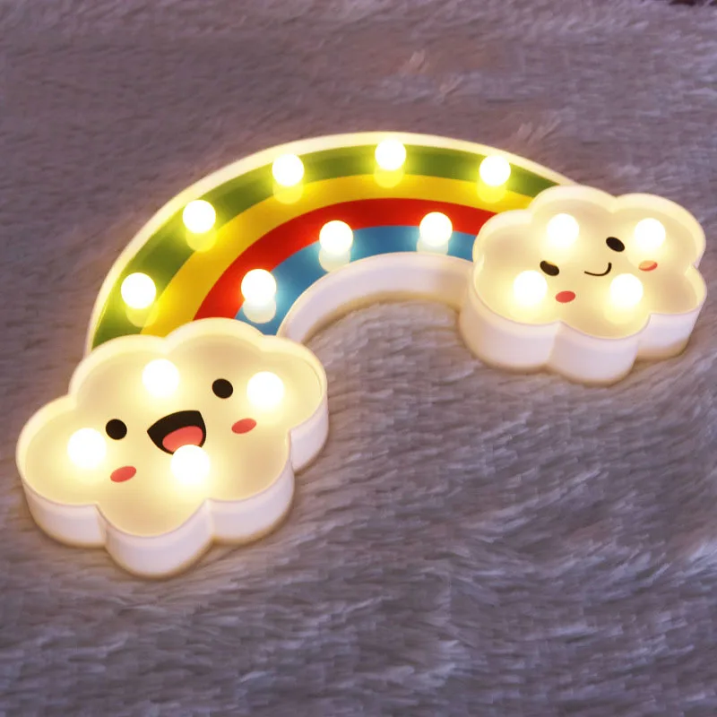 Светодиодная Радужная Ночная лампа подарок для детей на батарейках украшения