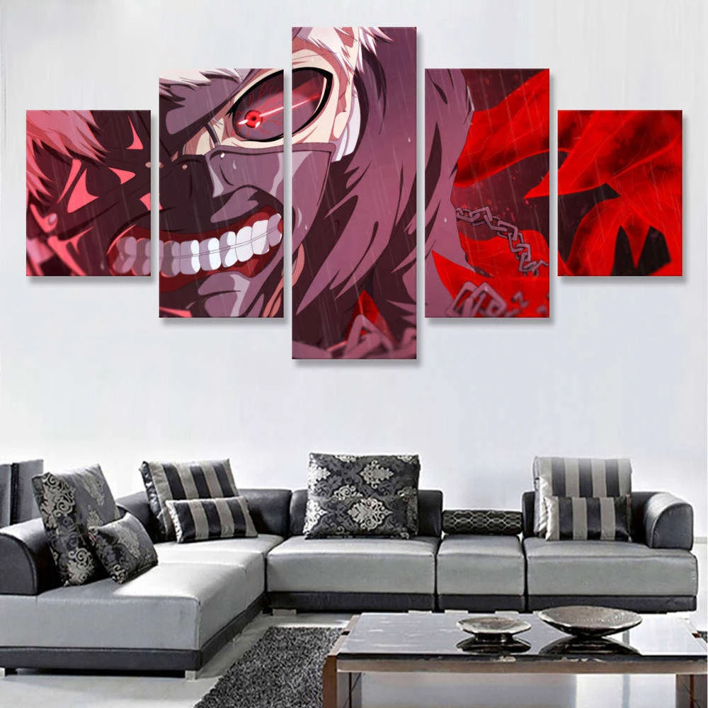 Картина на холсте домашний декор 5 шт. Токийский Гуль Кен канеки настенная