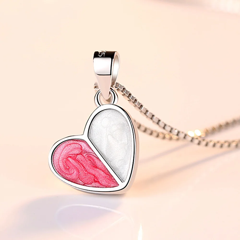 Promotion 925 sterling silver romantic love heart women Christmas gift lady pendant necklace jewelry short box chains no fade | Украшения и