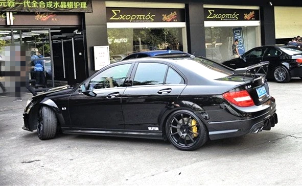 2011-2014 C63 W204 черный серии Стиль углеродного волокна GT Крыло Спойлер с ЧПУ