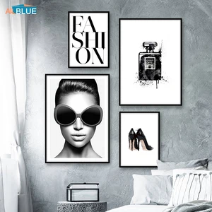 Модный постер на высоких каблуках с духами, винтажный холст, художественный принт, современные женские настенные картины, холст с рисунком для украшения гостиной