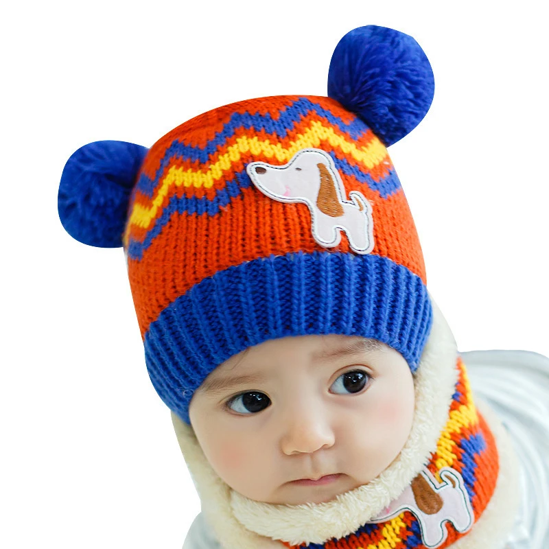 

Thick Warm Cozy Cute Baby winter hats Suitable 6-36 months 1pieces Fashion star baby hats Dog ear cap Children's Kit Lens Cap