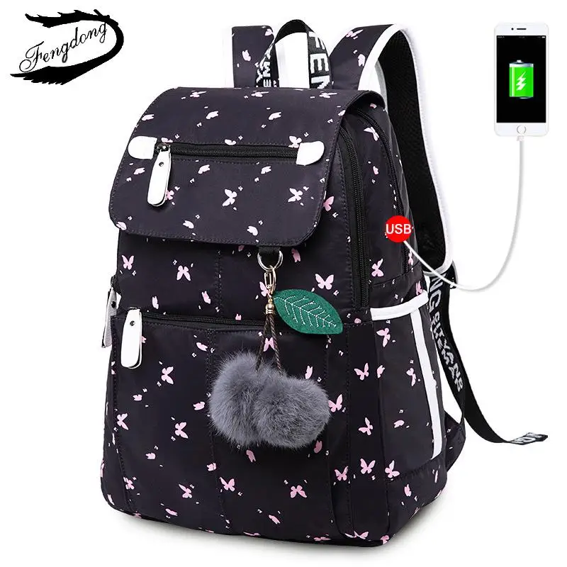 Butterfly black Модный женский рюкзак, водонепроницаемый рюкзак для ноутбука, женская сумка через плечо, школьный рюкзак для девочек-подростков - Цвет: Butterfly black