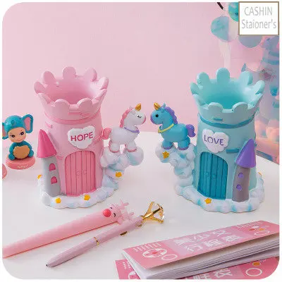 Креативный подарок Единорог милый пенал для ручек Kawaii настольный, для кистей держатель карандаша смоляный офисный Органайзер на креплениях