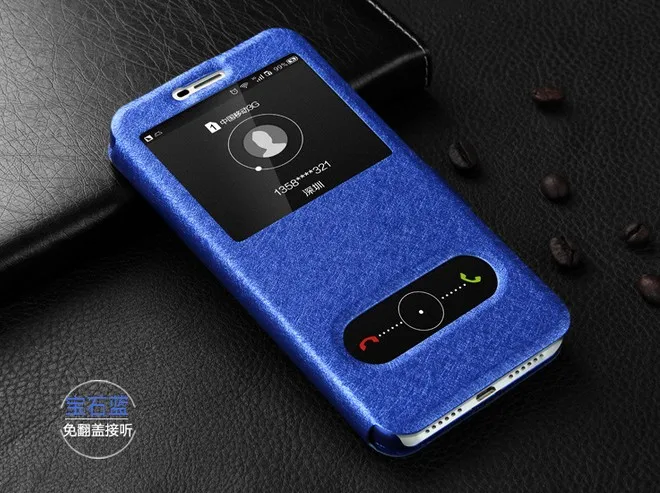 Кожаный чехол-книжка с шелковой текстурой A9 окошками и подставкой для Huawei Honor 5A