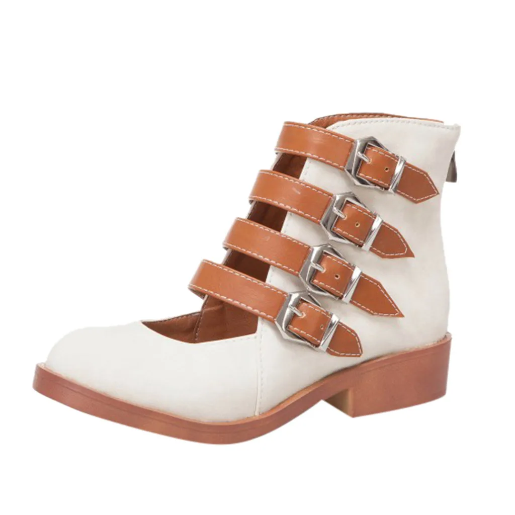 Spring Summer New Women's Summer Retro Ankle Buckle Back Zipper Square Heel Shoes Fashion Sandals for Women Streetwear