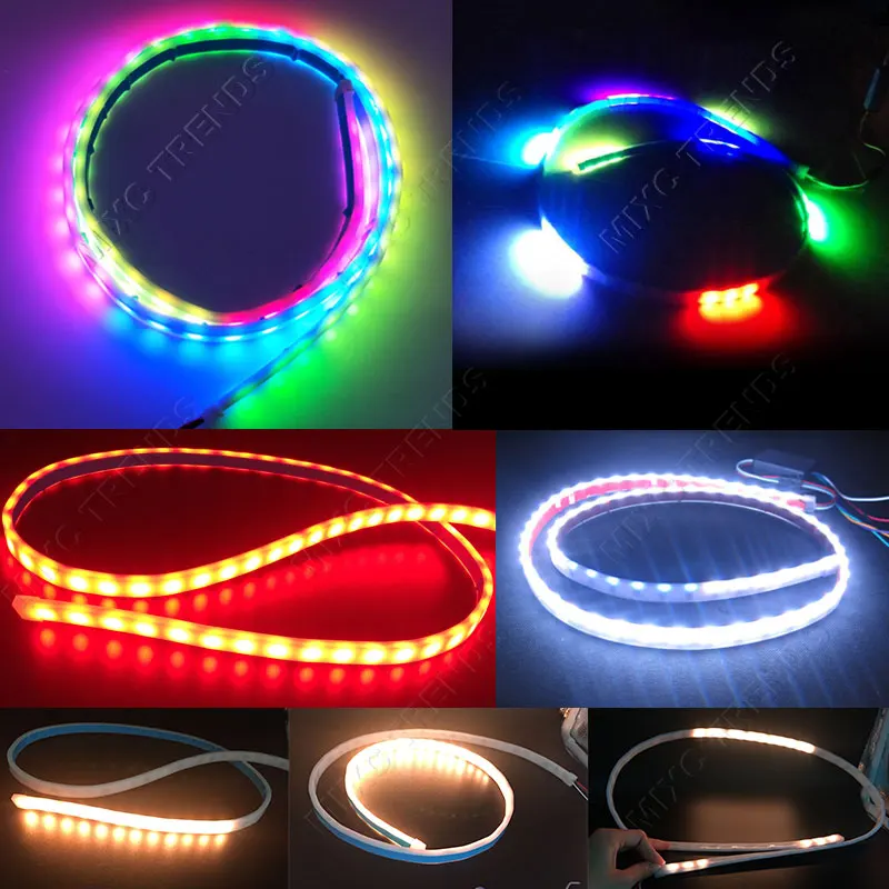 RGB Красный цвет: желтый, белый светодиоды стайлинга автомобилей светодиодные полосы Хвост Включите ствол свет динамичные плавные предупреждение DRL Подсветка багажника