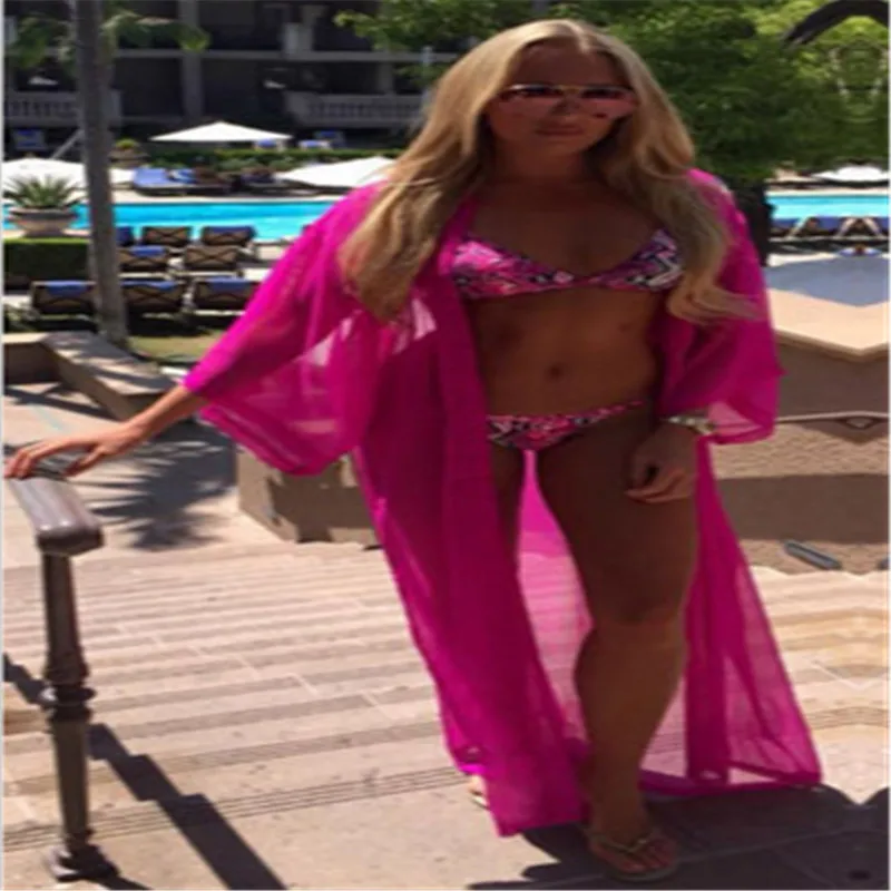 Женское платье-бикини Пляжное однотонное шифоновое большого размера 2017 | Женская