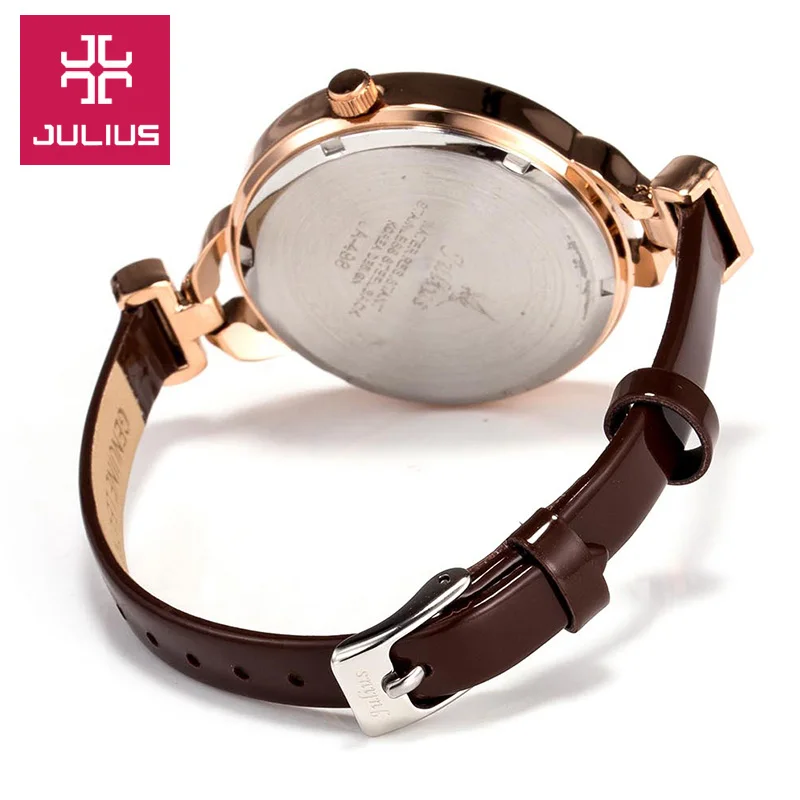 Часы наручные Julius женские с большим корпусом элегантные модные кожаные